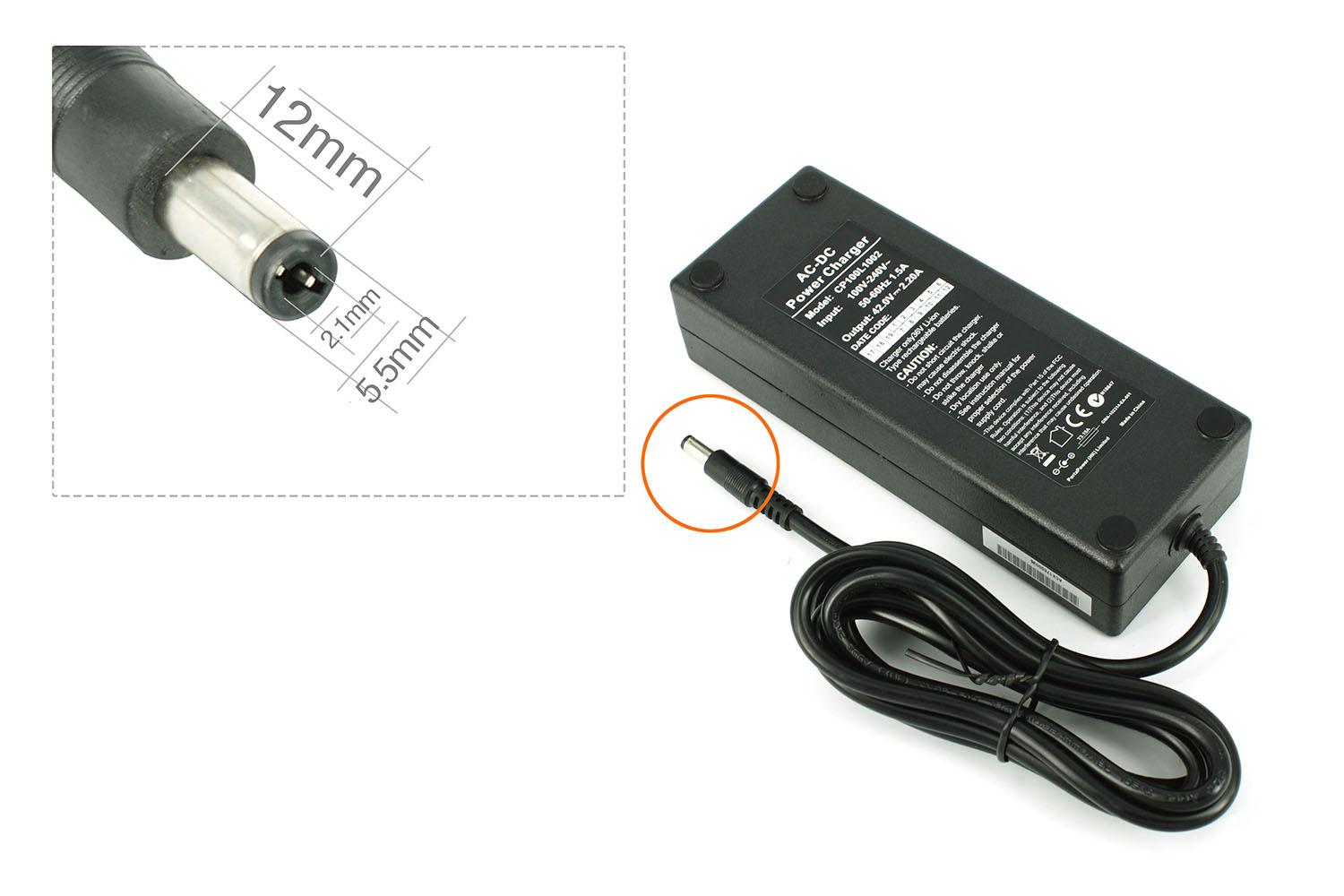 Jeffergarden Chargeur de batterie 36 V pour trottinette électrique et